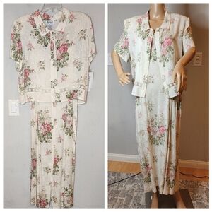 NWT Vintage K Studio Ivory Pink Green Floral 2 peice dress.  Women's size 14.